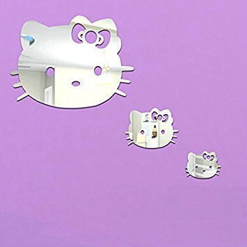 Alrens (TM Cartoon Cats Fish modello effetto specchio adesivi DIY 3D acrilico specchio da parete rimovibile decorazione casa soggiorno, camera bambini e decorazione regalo per bambini Pattern 4