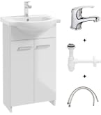 Deftrans Domodomo - Armoire de salle de bain avec lavabo - 80 x 50 x 26 cm - Blanc