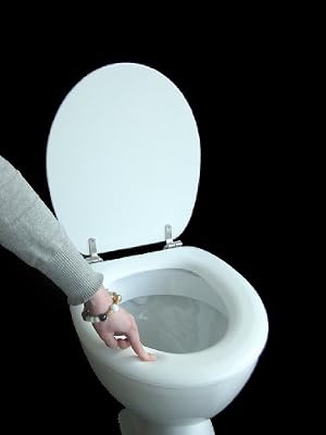siège de toilette rembourré blanc avec articulations en acier inoxydable