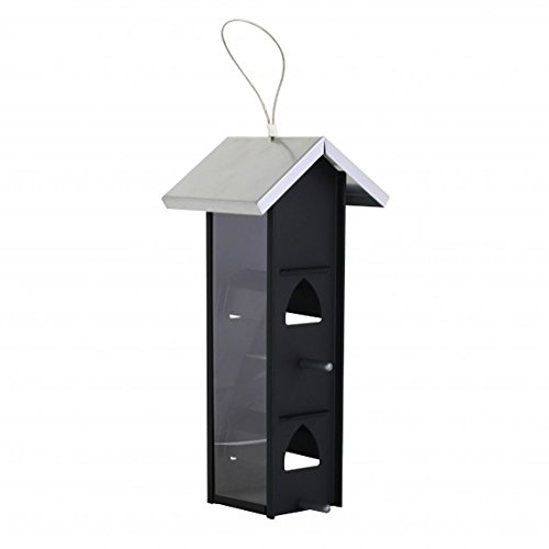 COM-FOUR Vogelfutterstation Häuschen eckig aus Metall für Vögel zum Hängen ca. 13 x 11,5 x 28,5 cm