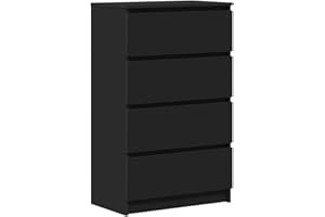 ‎VIDAXL vidaXL Sideboard 60x35x98,5 cm, Schwarz, Holzwerkstoff, 4 Schubladen, Aufbewahrungsschrank, Kommode, Buffetregal, Indoor-Aufbewahrung