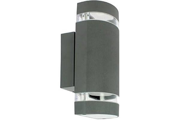 Arum LIGHTING - Applique Murale Extérieure TORRE, Design Arrondi Double Faisceau, Culot 2xGU10, Étanche IP54, Fonte d'Aluminium Gris Anthracite, Hauteur 24,2 cm, Éclairage Façade (Sans Ampoules)