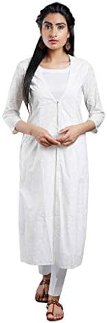 WRAP IN SILK White On White Printed Kurta Women (WRAP_KUR_00013)