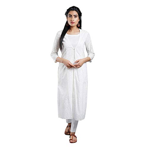 WRAP IN SILK White On White Printed Kurta Women (WRAP_KUR_00013)