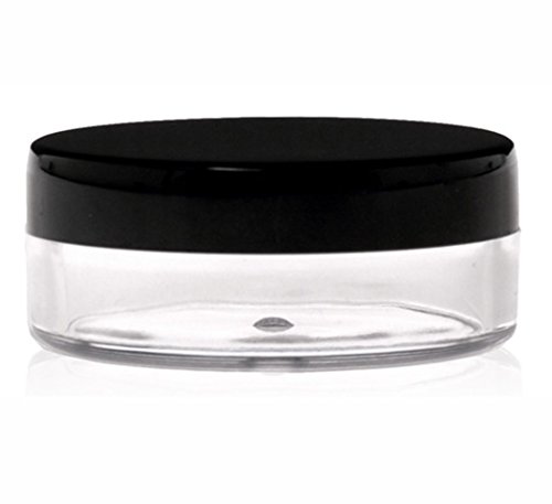5x 20mL EMPTY PLASTIC JARS POTS with BLACK SCREW LIDS For Cosmetics/Powder/Mineral Make Up/Blusher/Foundation