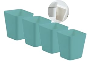 Rikyo 4Pack Hanging Cup Holders,Trolley Basket Storage,Rolling Cart Accessories,4.75x4 inch Hanging Pencil Holder Storage Containers Buckets Bins,Plant Container -750ml Capacity(Turquoise)