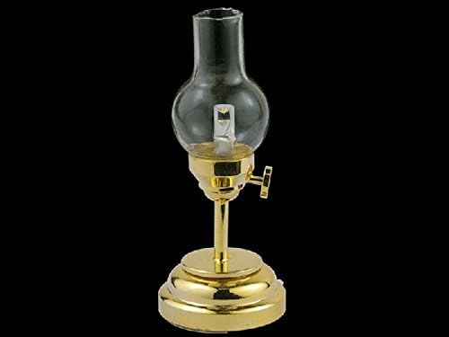 Dolls House Miniature 1:12th Scale LED Brass Oil Lamp