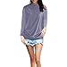 Produktbild Fannyfuny Langarmshirt Damen Rollkragen Langarm T-Shirt Blusen Frauen Herbst und Winter Longsleeve Oberteil Casual Lose Oversized Basic Tops Streetwear Pullover Bluse Khaki, Hellgrau, Marine,S-XXXXXL