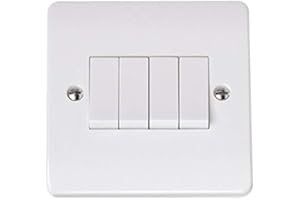 XGAGHB Click CMA9014 10AX 4 Gang 2 Way Single Plate Switch. White Rounded Edges