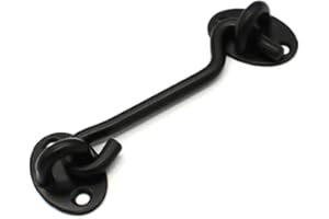 ExcInter Door Hold Open Black 4 inch Stainless Steel Cabin Hook Heavy Duty and Eye Latch Lock Shed Gate Door Chrome Cabin Hook