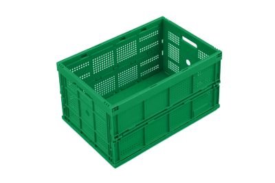 Faltbox aus Polypropylen – Inhalt 60 l, ohne Deckel rot, Ausführung durchbrochen – Faltbox Klappbox Lagerkasten Stapelkasten aus Kunststoff Transport-Behälter Transportkiste aus Kunststoff Stapelkisten Stapelkisten - 4