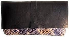 Clutch ELY, very soft nappa leather and python bag.