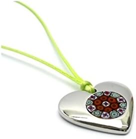 Corte Murrina - PENDENTIF COEUR &amp; MURRINA VERRE DE MURANO BLEU &amp; MARRON