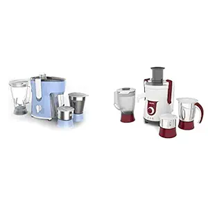 Philips Amaze HL7576/00 600-Watt Juicer Mixer Grinder with 3 Jars (Celestial Blue/Bright White) & Philips Viva HL7715 700-Watt Juicer Mixer Grinder with 3 Jars (Pistil Red/White)