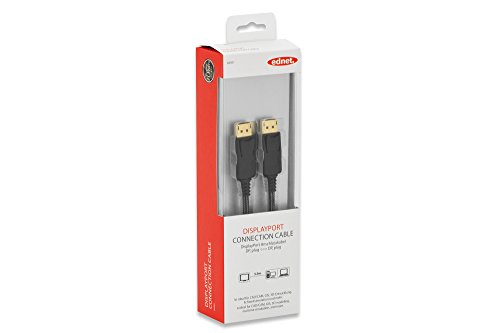ednet 84501 DisplayPort Anschlusskabel Stecker/Stecker mit Verriegelung (Ultra HD 4K, 3m) schwarz/gold - 2