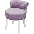 Qivange Velvet Vanity Dressing Table Stool Low Back Makeup Vanity Stool Chair Bedroom Chair Stool Wood Legs (Purple, 51 * 48 * 60)