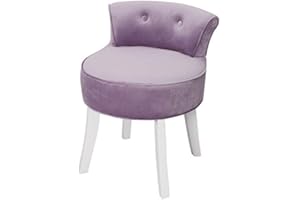 Qivange Velvet Vanity Dressing Table Stool Low Back Makeup Vanity Stool Chair Bedroom Chair Stool Wood Legs (Purple, 51 * 48 * 60)