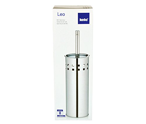 Kela WC-Garnitur LEO + Ersatzbürstenkopf, 3-tlg. Set, WC-Bürste + Edelstahlbehältnis mit Kunststoff-Einsatz, matt silber, edle Badezimmeraccessoires + Zubehör - 7