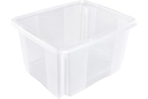 keeeper Boîte de Rangement avec Système d’Empilage, 41 x 34,5 x 22 cm, 24 l, Emil, Transparent