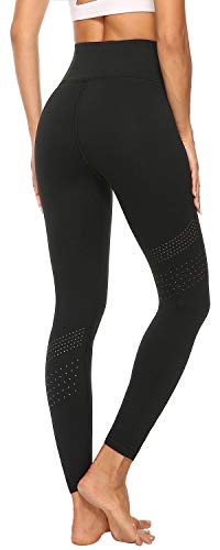 JOYSPELS Womens High Waisted Yoga Pants, Gym Leggings with 2 Hidden Inner Pocket for Women, Breathable Holes, Hollowing Pattern Leggings