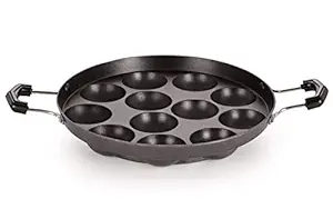 Nirlon 12 Cavity Appam Patra Paniarakkal Appam Maker Appam Patra Non-Stick Ponganal Maker 22.5 cm Diameter Paniarakkal (Aluminium, Non-Stick)|26_mm_AP12_No_LID