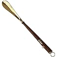 Timber Revival Co Branded Sheesham (Indian Rosewood) Wooden Shoe Horn with anchor inlaid nautical naval style for comfortable hold beautiful length 17 inches