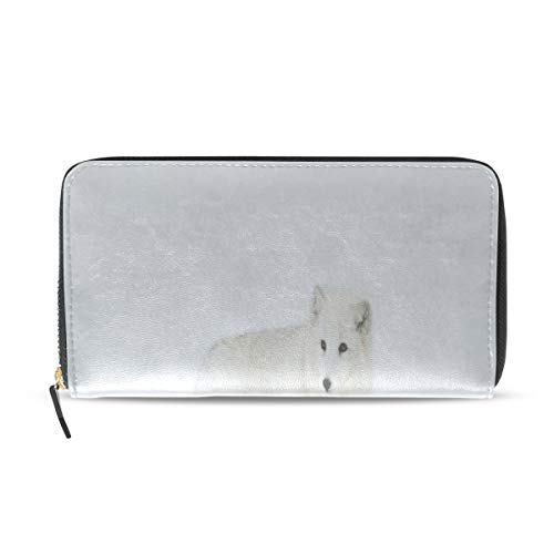 Preisvergleich Produktbild Plsdx Schneewittchen Polarfuchs lange Pass Kupplung Geldbörsen Reißverschluss Brieftasche Fall Handtasche Geld Veranstalter Tasche Kreditkarteninhaber für Dame Frauen Mädchen Männer Reisen Geschenk