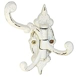 Lieferung ohne Schrauben RiloStore Garderobenhaken 3er drehbar Gußeisen Wandhaken Haken rost Creme Weiss Doppelhaken Wandgarderobe Mehrzweckhaken Shabby Chic Nostalgie Vintage Used Look cremeweiss altweiss Kleiderhaken Eisen