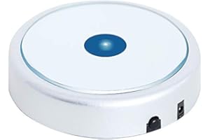 EUSTUMA Espositore rotondo antiscivolo con base luminosa a LED in vari colori, adatto per opere d'arte in cristallo di vetro, decorazioni per feste (senza rotazione). (argento)
