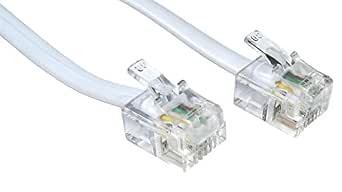 5 Meter (16ft) White Flat RJ11 DSL Cable - 4 Pin, For Internet/Phone/ADSL