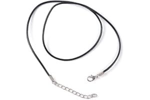 SiAura Material ® - 5X Halskette Rindsleder, Verschluss, Länge 43cm, Schwarz