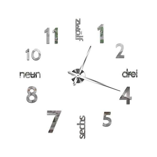 Cander Berlin MNU 0180 W XXL 3D Silberne Riesen Designer Wanduhr