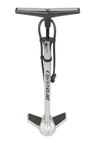 Fahrrad Luftpumpe in silber, Standluftpumpe mit Manometer und Universal Doppelpumpenkopf, inkl. Adapter Set by Provelo - 6