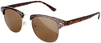 ASCAFO Unisex Designer Inspired Vintage Clubmaster Style Half Frame 1980s Tortoise Shell Sunglasses