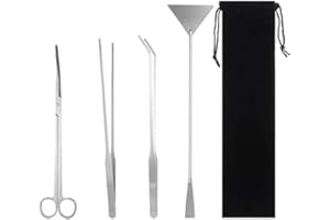 Miuse Aquarium Scissor Tweezers Spatula Tool - 4 in 1 Stainless Steel Aquatic Plants Aquascaping Tools Set for Fish Starter Kits & Aquariums Tank