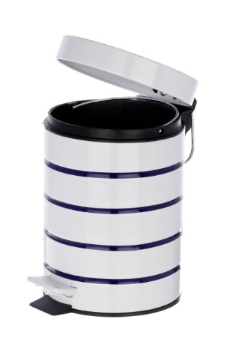 WENKO 21351100 Kosmetik Treteimer Marine Weiß, Fassungsvermögen 3 L, Stahl, 15 x 27 x 15 cm, Weiß - 4