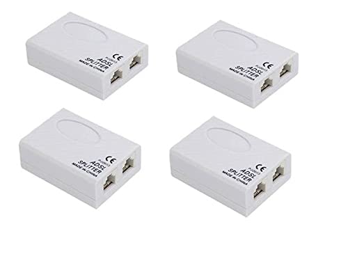 WETEK ADSL/VDSL/APDT Splitter for Landline Telephone and Broadband Modem Box Internet Phone Filter Splitter - 6P2C RJ 11 Female Jack to 2X 6P2C Double Female Jack Adaptor (Pack of 4, Multi)