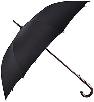 Automatic Open Wooden Handle Gentleman Bent Handle Business Men and Women Long-handled Umbrella Large Windproof Sun Protection Outdoor Strong Durable Black Umbrellas