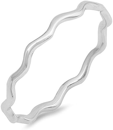 Thin Wave Eternity Stackable Ring New .925 Sterling Silver Thumb Band