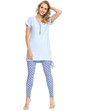 dn nightwear Damen Schlafanzug zum Stillen PM.9007