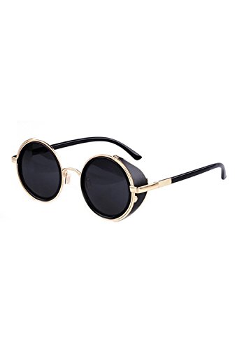 SODIAL(R)Gafas de sol de Steampunk clasica Redonda de Estilo vintage d