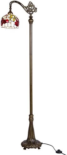 QIRUI 8802 Retro Floor Lamp with Stained Glass Shade