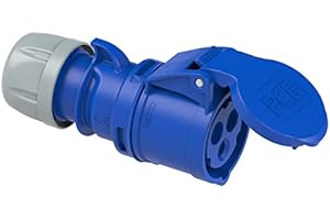 GS1 UK HW Electronics PCE 16 Amp 240v Site Trailing Plug & Socket 230v 16a 3 Pin PCE 240 Volt Blue Hook Up (Female)