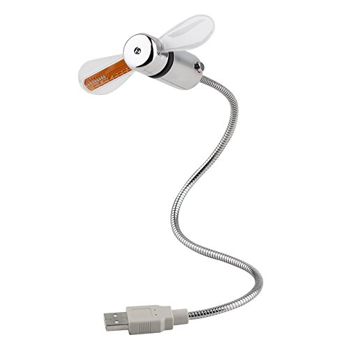 Qingsun Mini-USB-LED Clock Fan Schreibtisch Flexible klein Luminous Uhr Echtzeit-Anzeige (Silber)