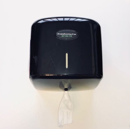 Dispensador de Papel Higiénico Sistema Hoja a Hoja Negro Extracción Central Horizontal