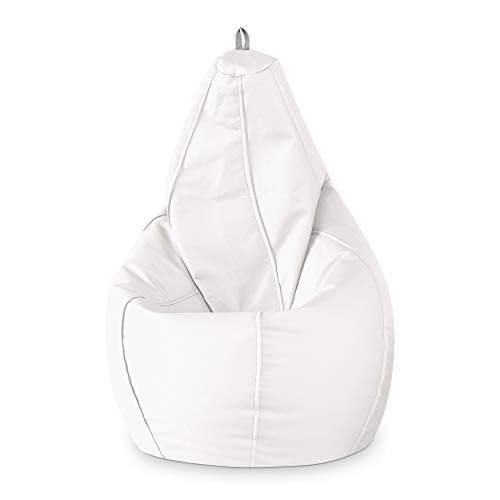 Hand Fotos Puff de Pera, Piel, Blanco, XL (130x80x80 cm)