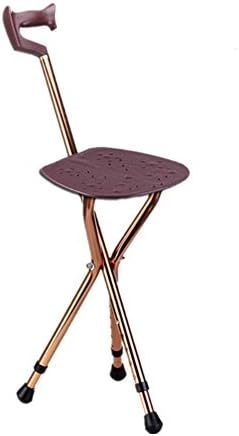 SOUMAOG Walking Cane Chair -Cudgel Stool Foldable Senior Leisure Alcohol Travel Crutches Height Adjustable Walking Stick Stool