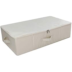 iwill createpro Sac de Rangement sous Le lit, boîte de Rangement à Couvercle Plat, Beige