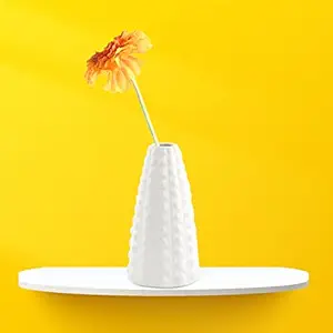 INDULGE HOMES - White Corn Vase | Flower Vase | Pampas Grass Vase | Ceramic Vase | Minimalist Vase | Conical Vase | Home Decor Centrepiece | Decor Showpiece 6 Inches (1)