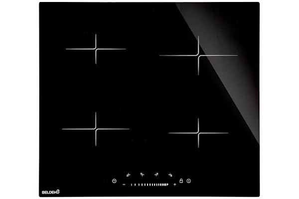 Table Induction BELDEKO (Verre Noir, 4 Foyers - 7500W - Slide Control)